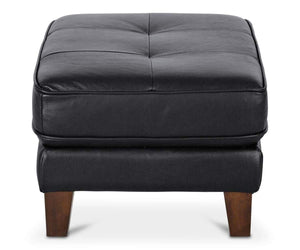 Gregata Leather Ottoman - Black